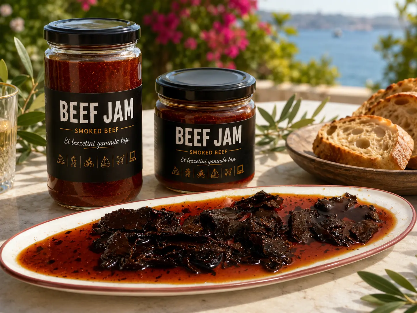 Beef Jam tabak sunumu, açık hava